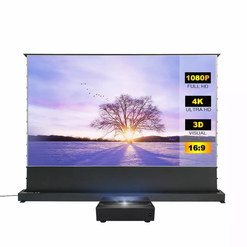 120 "Laser TV Screensor Screen Floor Floor Rising Pet UST ALL Tab Tension Screen مناسبة للمسرح المنزلي